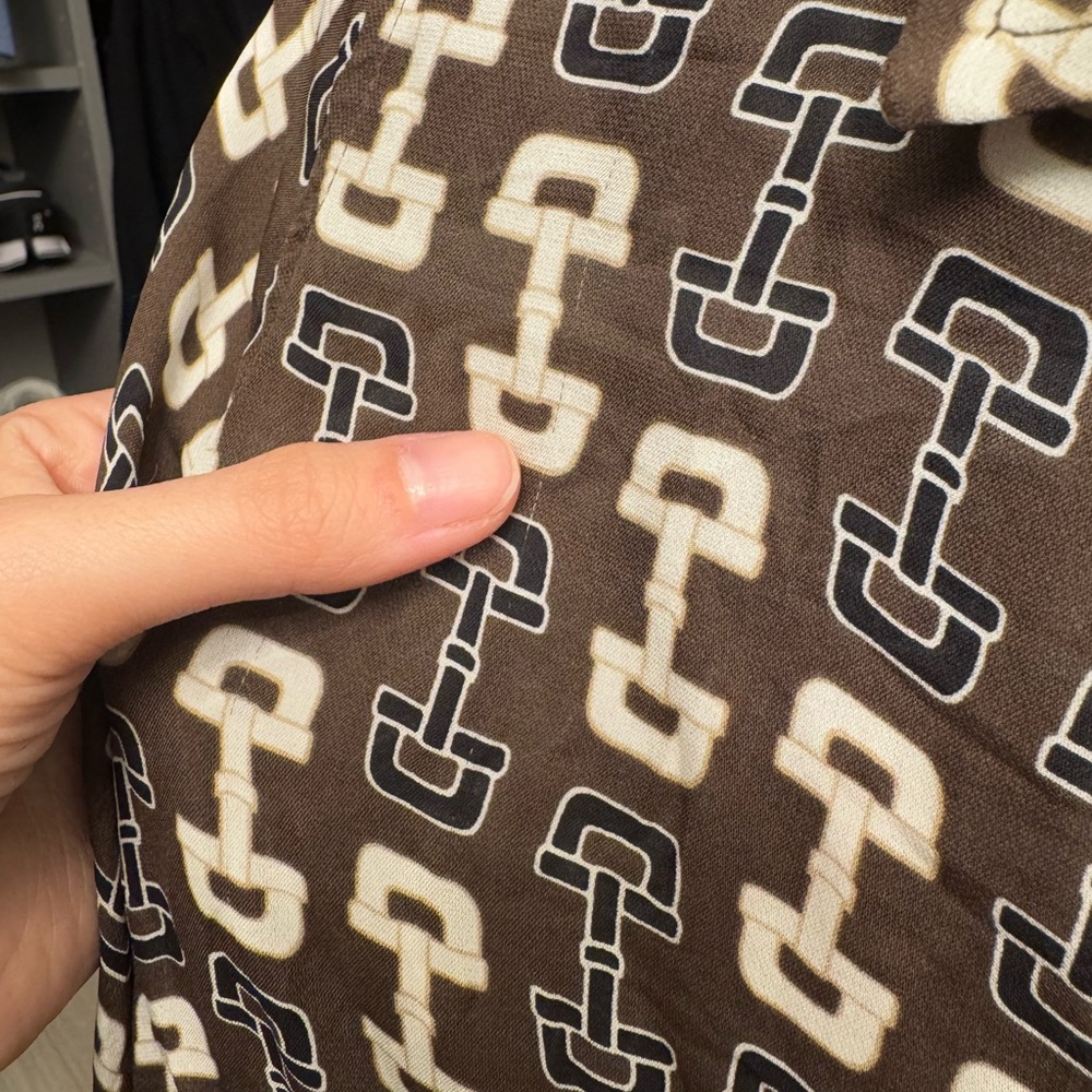 L’agence nina brown buckle print silk blouse xs - Picture 5 of 6